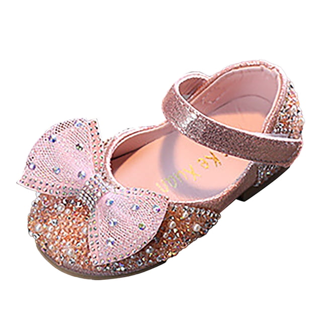 Little Kid Girls Sandal Girl Sandals Size 2 Fashion Spring and Summer Girls Sandals Dress Performance Dance Shoes Mesh Pearl Rhinestone Bow Female Sandal(Pink,12.5)
