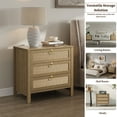 thumbnail image 6 of SICOTAS 26.78"W Boho Night Stands Set of 2 for Narrow Spaces, 25.67" Tall Rattan Nightstands with 3 Drawers , Large Bedside Table Wood End Table for Bedroom Living Room Hallway,Cherry Oak, 6 of 12