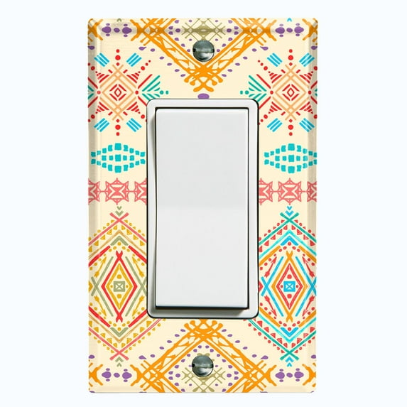 Metal Light Switch Plate Outlet Cover Ethnic Aztec Tribal Pattern Yellow SFR063