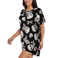 thumbnail image 2 of Fotbe black white Skull bone Print Pajama Set for Women 2 Piece Loungewear Short Sleeve Tops and Shorts Set Soft Sleepwear-Large, 2 of 7