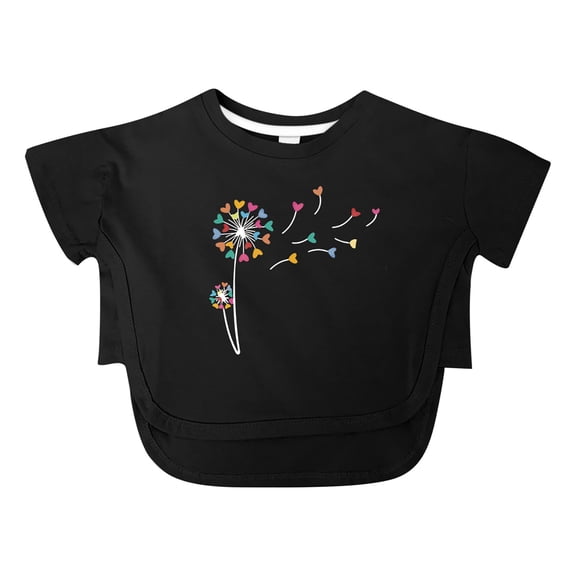 Tfken Girls Soft Comfy Tops Holiday Daily Wear Short Sleeve Tees Tshirts Graphic Print T-Shirts Fashion Toddler Classic Clothes Size 4-5 Years