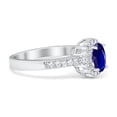 thumbnail image 2 of Floral Engagement Oval Ring Blue Sapphire CZ 925 Sterling Silver Size 6, 2 of 4