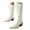 White, variant on Knee High Boots Women Lace up Pointy Toe Chunky Heel Fauc Patent Leather Dress Booties