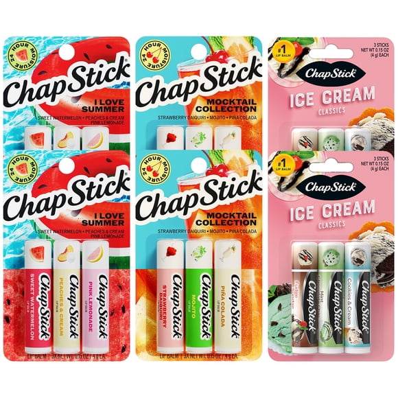 Bálsamo labial ChapStick Summer, pack de 3, 6 unidades