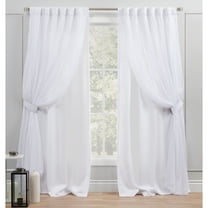Exclusive Home Catarina Layered Solid Room Darkening Blackout and Sheer Hidden Tab/Rod Pocket Top Curtain Panel Pair, 52"x108", Winter, Set of 2