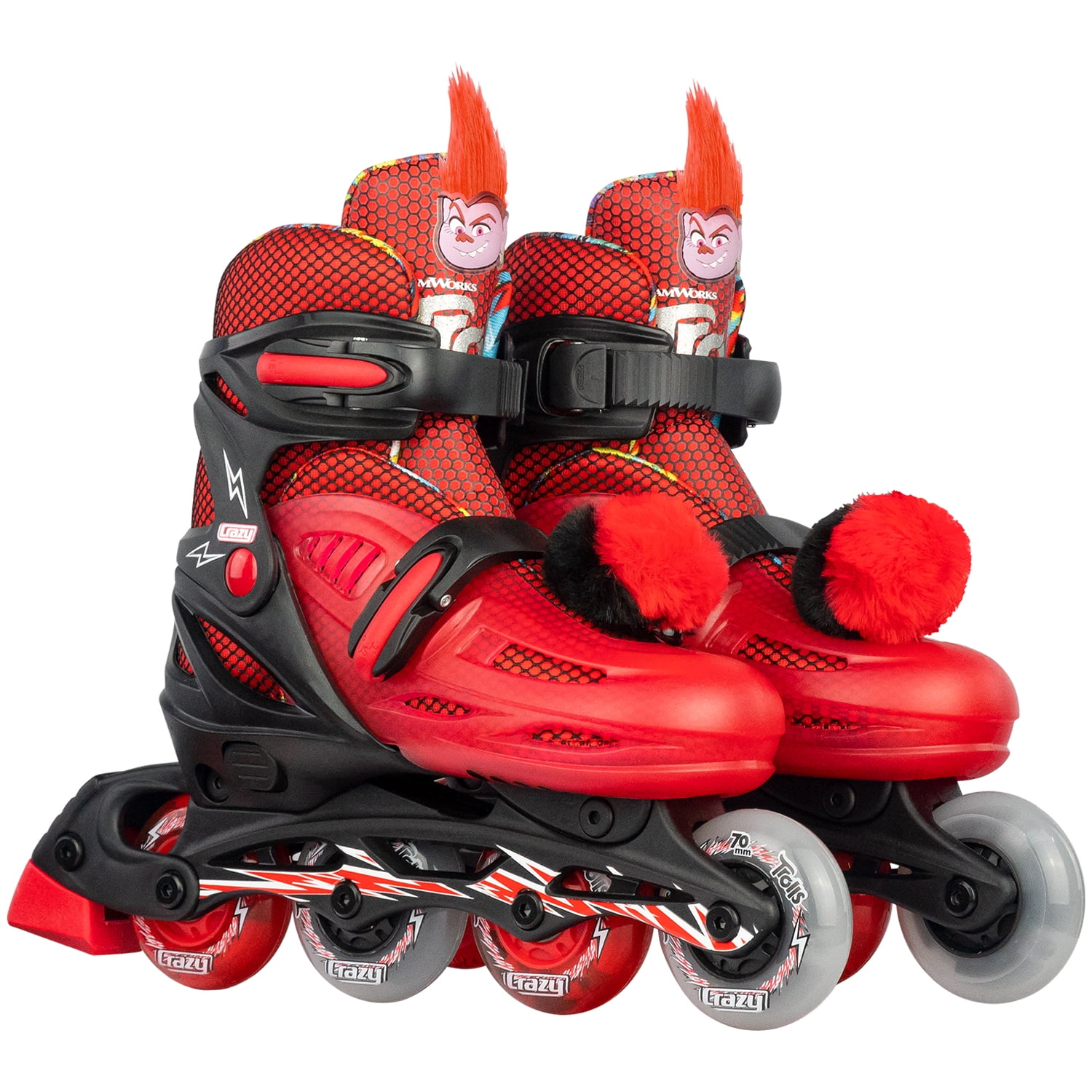 Crazy Skates Trolls Size Adjustable Inline Skates - Featuring Poppy or Barb from TROLLS
