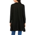 thumbnail image 6 of DODOING Lightweight Kimono Cardigan Long Sleeve Open Front Loose Asymmetrical Hem Sweater,Pocket for Women Black/Navy, 6 of 6