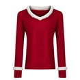 thumbnail image 4 of Lindreshi Christmas Sweatshirts for Women Women's Solid V-Neck Collar Long Sleeved Top, 4 of 4