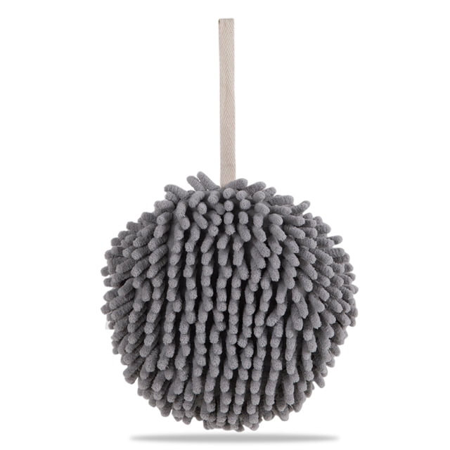 Naiovety Toalla de limpieza de manos colgante en forma de bola de cocina Toallas de secado de felpa lavables Toallas de baño suaves absorbentes de agua Suministros de limpieza para el hogar gris Naiovety HA011775-02