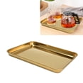 thumbnail image 4 of Stainless Steel Rectangular Tray, Exquisite Golden Portable Flat Bottom Rectangular Tray Stable Durable Multipurpose  for School for Restaurant for Hotel, 4 of 8