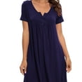 thumbnail image 5 of INSPIRE CHIC Women's Sleepwear Spring Summer Short Sleeves Lounge Nightgown with Pockets S Blue, 5 of 6