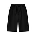 thumbnail image 5 of CheerKidz Women's Fashion High Waisted Half Shorts Pants Summer Elastic Waist Drawstring Casual Linen Pockets Pants(Black,S), 5 of 8