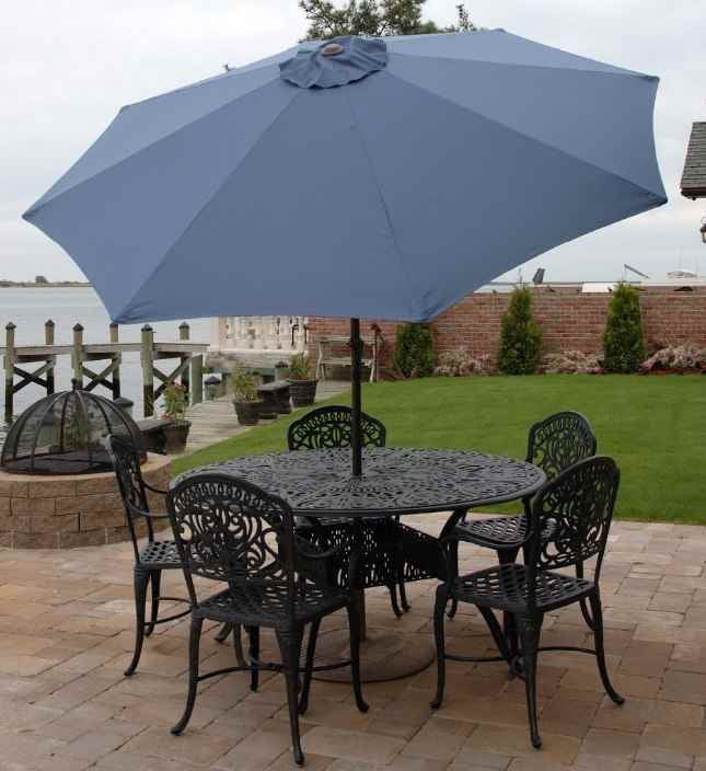 9 Ft Aluminum Market Umbrella W Tilt Denim Blue Walmart Com Walmart Com
