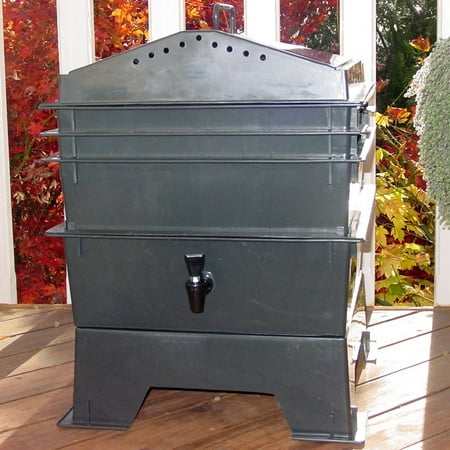 VermiHut 3-Tray Recycled Plastic Worm Composter - Black
