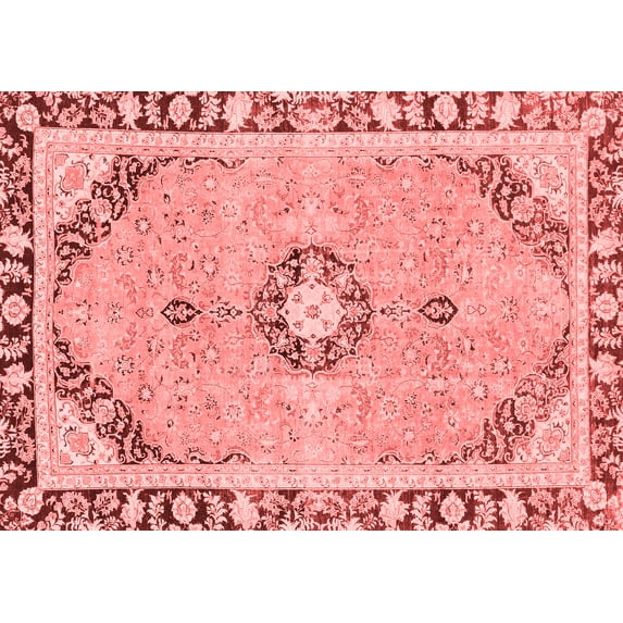 Ahgly Company Machine Washable Indoor Rectangle Abstract Red Modern Area Rugs, 3' x 5'