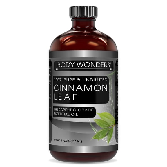 Body Wonders 100% Pure Cinnamon Leaf Oil 4 Fl. Oz, Therapeutic Grade Oil - Ideal for Aromatherapy | Best use with Oil Diffusers, Potpourri, and Wicking Fragrance Diffusers
