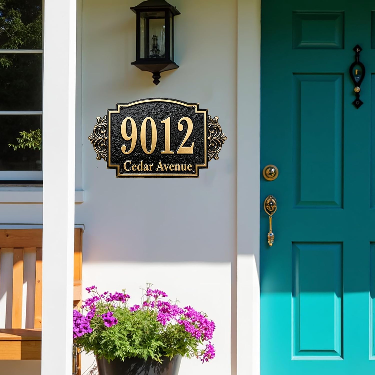 Personalized Cast Metal Address Plaque Vintage Custom House Number Sign Outside Street Mailbox Address Classic Wall Antique Brass Signs Durable Weather Resistant