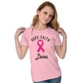thumbnail image 4 of Hope Faith love Breast Cancer Ribbon Womens Slim Fit Graphic Tee Brisco Brands S, 4 of 5
