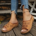 thumbnail image 4 of Dakaela Women's Platform Wedge Sandals Floral Hollow out Orthopedic Slip on Slides Casual Outdoor Walking Summer Beach Shoes Brown Size 6.5, 4 of 9