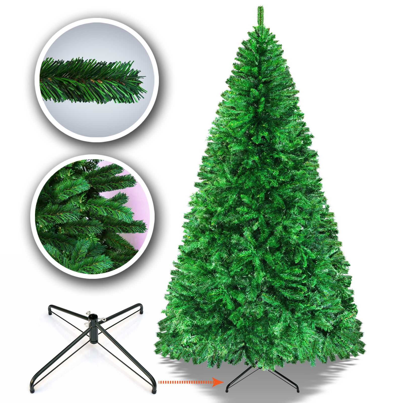 Sunrise 7.5\' Artificial Classic Pine Christmas Tree with Metal Stand (Green)