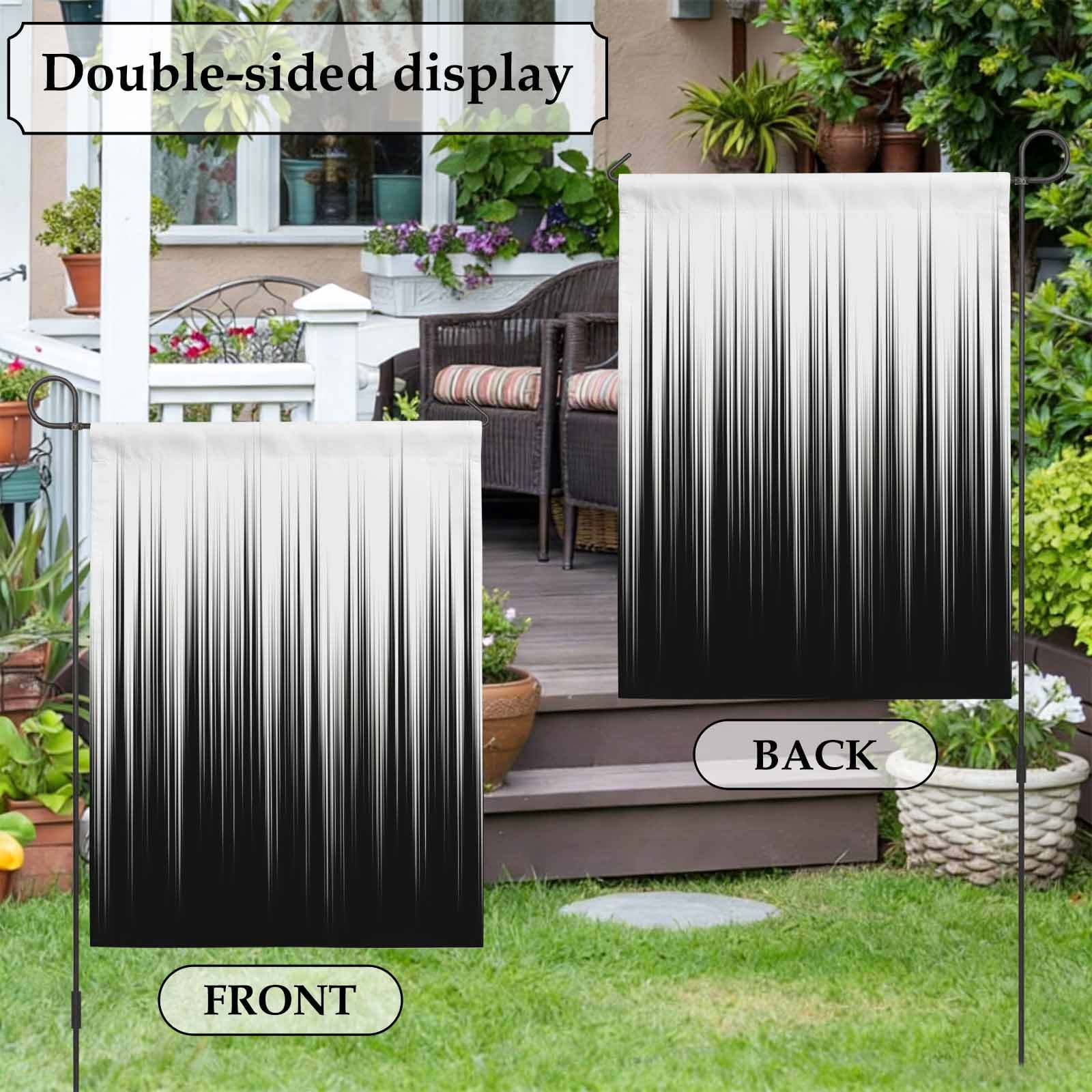 White Black Ombre House Flag 28 x 40 Inches, Abstract Modern Lines Gradient Weather Proof Outdoor Patio Flags Double Sided Small House Decoration for Yard Lawn Outside Home