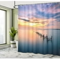 thumbnail image 5 of Ambesonne Nature Shower Curtain, Sunset Abandoned Jetty, 69"Wx84"L, Marigold Petrol Blue, 5 of 5