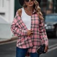 thumbnail image 5 of Women's Oversized Flannel Plaid Shacket Jacket Fashion Print Casual Long Sleeve Turndown Collar Button Shirt Tops Shirts Jacket Coats with Side Pockets Pink,2XL, 5 of 7
