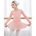 thumbnail image 4 of Oudiya Girls Ballet Leotards Long Sleeve Criss Cross Back Toddler Dance Outfits Leotard with Removable Shinny Skirt Combo 3-11Y, 4 of 8
