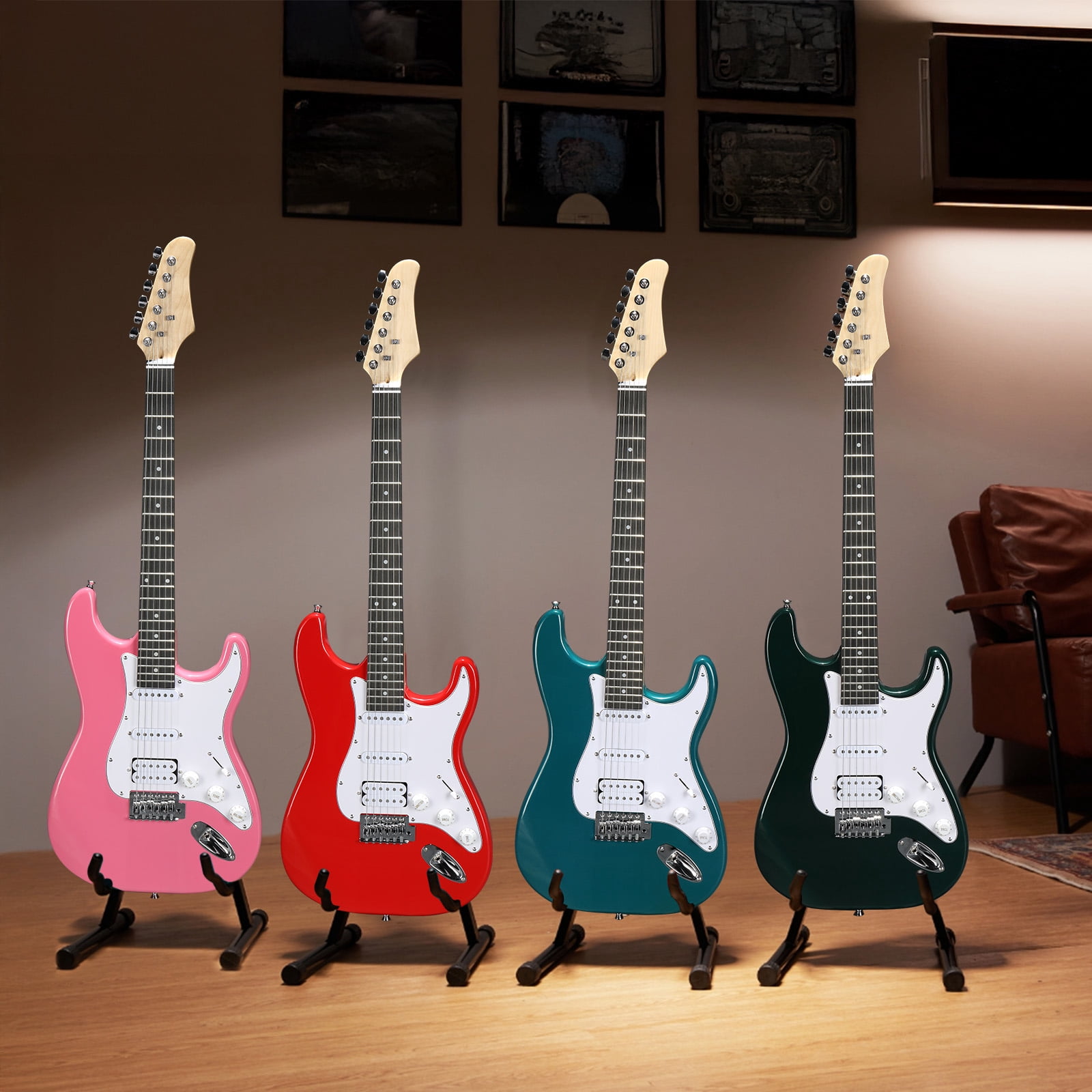 Ktaxon KST 39in Electric Guitar Starter Kit with 5W Bluetooth Amp, Gig Bag, Strap & Accessories – Right-Handed, H-S-S Pickups, Red