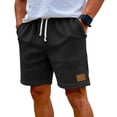 thumbnail image 7 of Nestiefly Mens Waffle Shorts Summer Casual Textured Knit Drawstring Elastic Waist Comfy Short with Pockets Beach Vacation Black L, 7 of 7