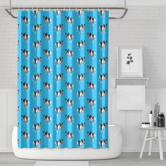 French Bulldog Shower Curtain 72"x72" ,Bathroom Decorative Shower Curtains Set with 12 Hooks,Modern Waterproof Washable Shower Curtain