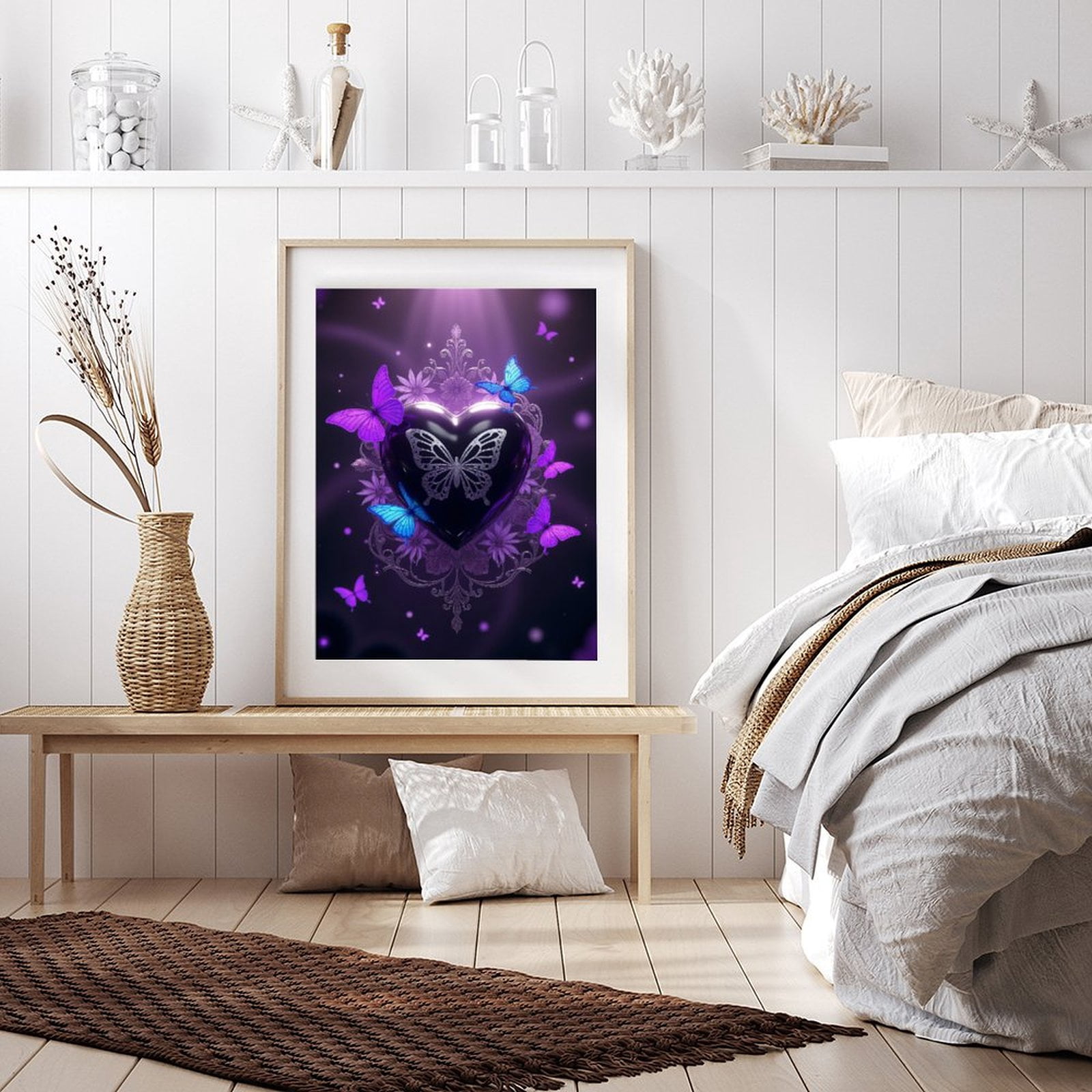 Diamond Art Kits for Adults - 5d Purple Heart Butterflies Design Diamond Painting for Adults, Diamond Art for Adults Beginners, Diamond Painting Kits for Adults for Home Wall Decor