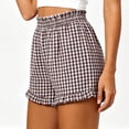 thumbnail image 6 of Cutuoiiu Women's High Waist Gingham Shorts Elastic Ruffled Waist with Ruffle Hem, Casual Summer Beach Shorts with Pockets, 6 of 6