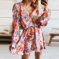 thumbnail image 2 of Vestido HUOGUO de manga corta holgado con cuello en V estampado a la moda para mujer, 2 of 4