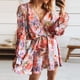 thumbnail image 2 of Vestido HUOGUO de manga corta holgado con cuello en V estampado a la moda para mujer, 2 of 4