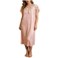 thumbnail image 2 of Akafmk Women's Lace Sleepwear Dress, Ribbed Knit Pajama V Neck Nightgown Casual Elegant Home Wear, 2 of 5