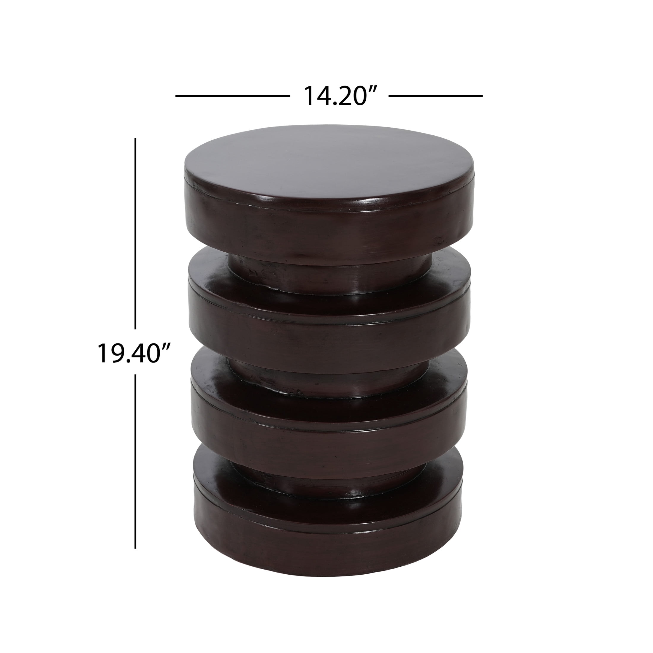 Christopher Knight Home 14.2" MGO Round Side Table, 3-Tier Indoor Outdoor Accent End Table, Brown