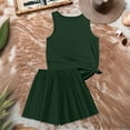 thumbnail image 4 of WTOBBY Women's Summer Casual Two Piece Set Solid Color Vest Sleeveless Top and Shorts Outfit Simple and Stylish for Everyday Summer Fashion ,Dark Green M, 4 of 6
