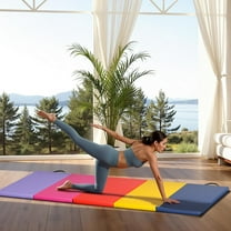 Dkelincs Gymnastics Mat 1.6" Thick Portable Foldable Tumbling Mats with Carrying Handle, PU Leather Exercise Mat Yoga Mat for Home Gym