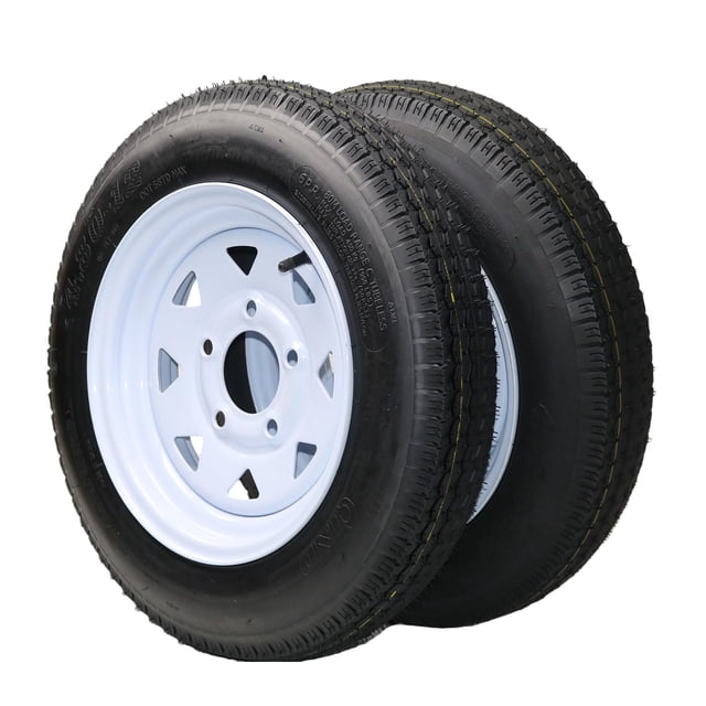 Heavy-Duty 2-Pack 4.80-8 Trailer Tires & Wheels - 8'' Rims, 5 Lug on 4.5'' Bolt Design, Load Range C, 6PR - For Utility, Boat & Camper Trailers