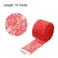thumbnail image 2 of Uxcell Lace Trim 10 Yards 2 inch Flower Elastic Lace Ribbons for Package Decoration Wedding Headbands Red, 2 of 4
