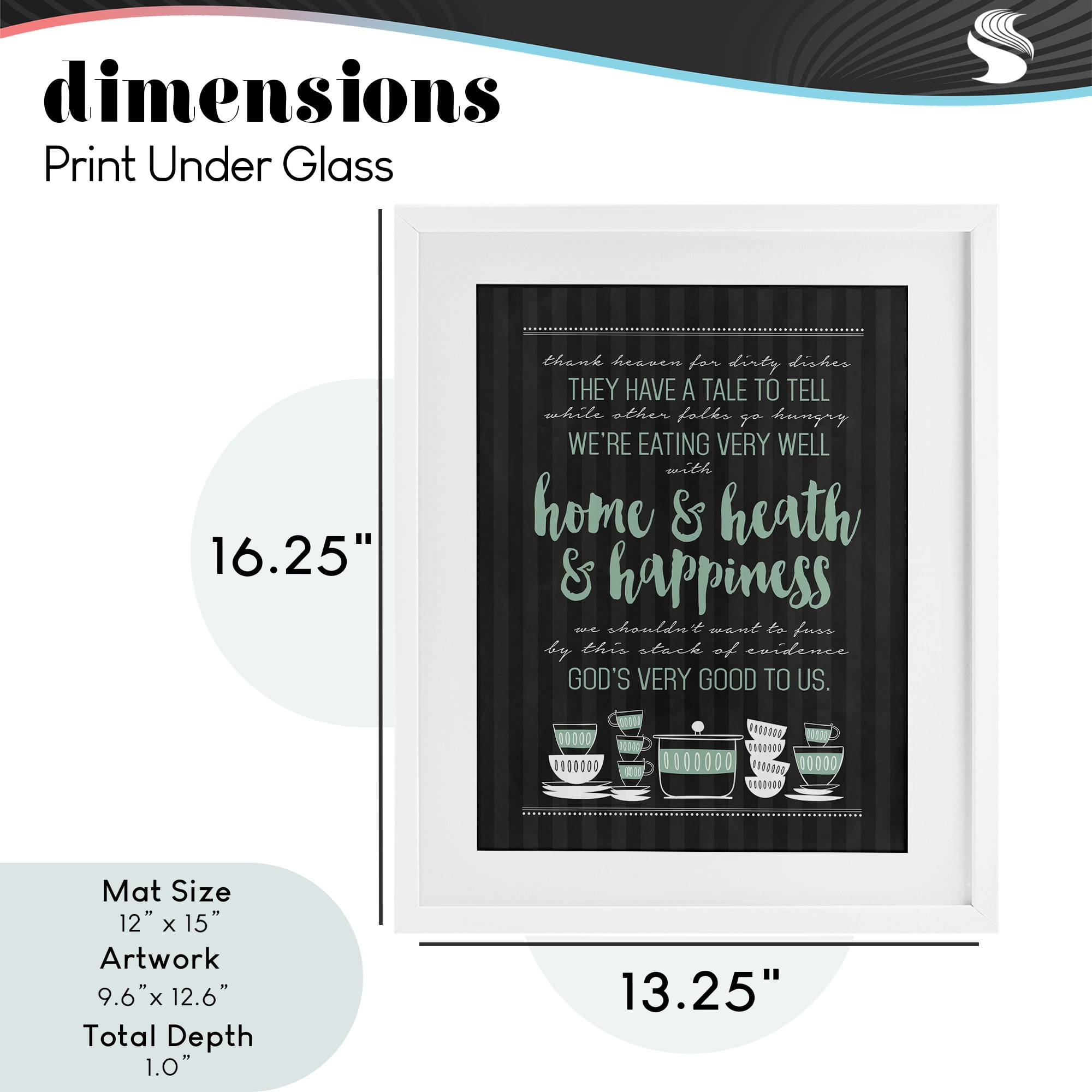 God's Good To Us Kitchen White Framed Print Under Glass, design by Lettered and Lined