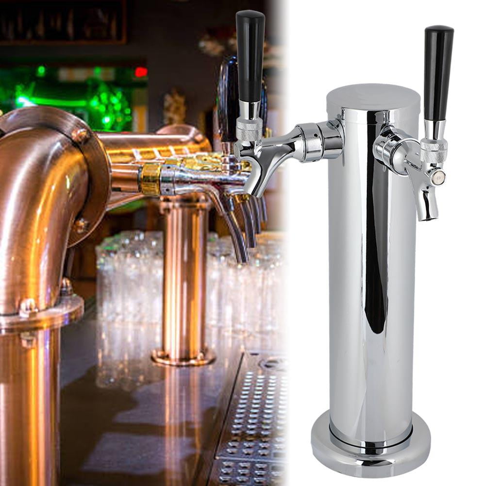 Peahefy Stainless Steel Beer Tower Faucet Double Headed Tap Easy