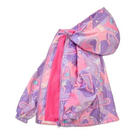 

SYNPOS Child Girls Camo Windproof Jacket Fleece Lined Outdoor Windbreaker 3-13Y