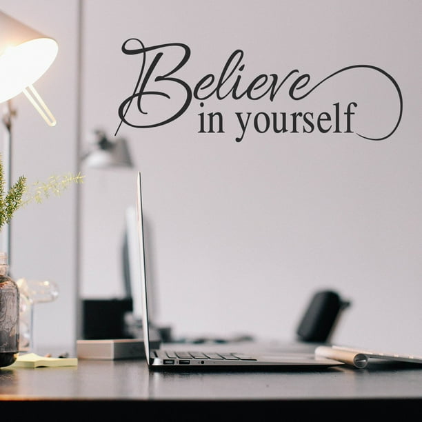 Adhesivo de pared Believe in Yourself Motivation, 20 x 55 cm, PVC