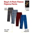 thumbnail image 2 of Quad Seven Boys Pajama Soft Fleece Boys Plaid Pajamas Bottoms PJ Kids Youth Sleepwear 4 Pack, 2 of 7