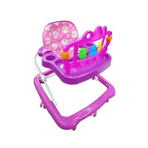 Andadera Baby Tek Animalitos Rosa Asiento Suave Desmontable Portavasos Juguetero