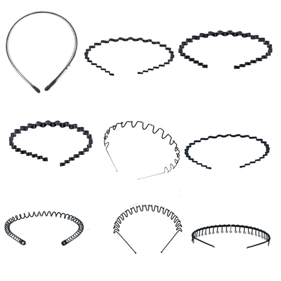9pcs Black Metal Hair Band Comfortable Children Hair Hoop Women Headbands