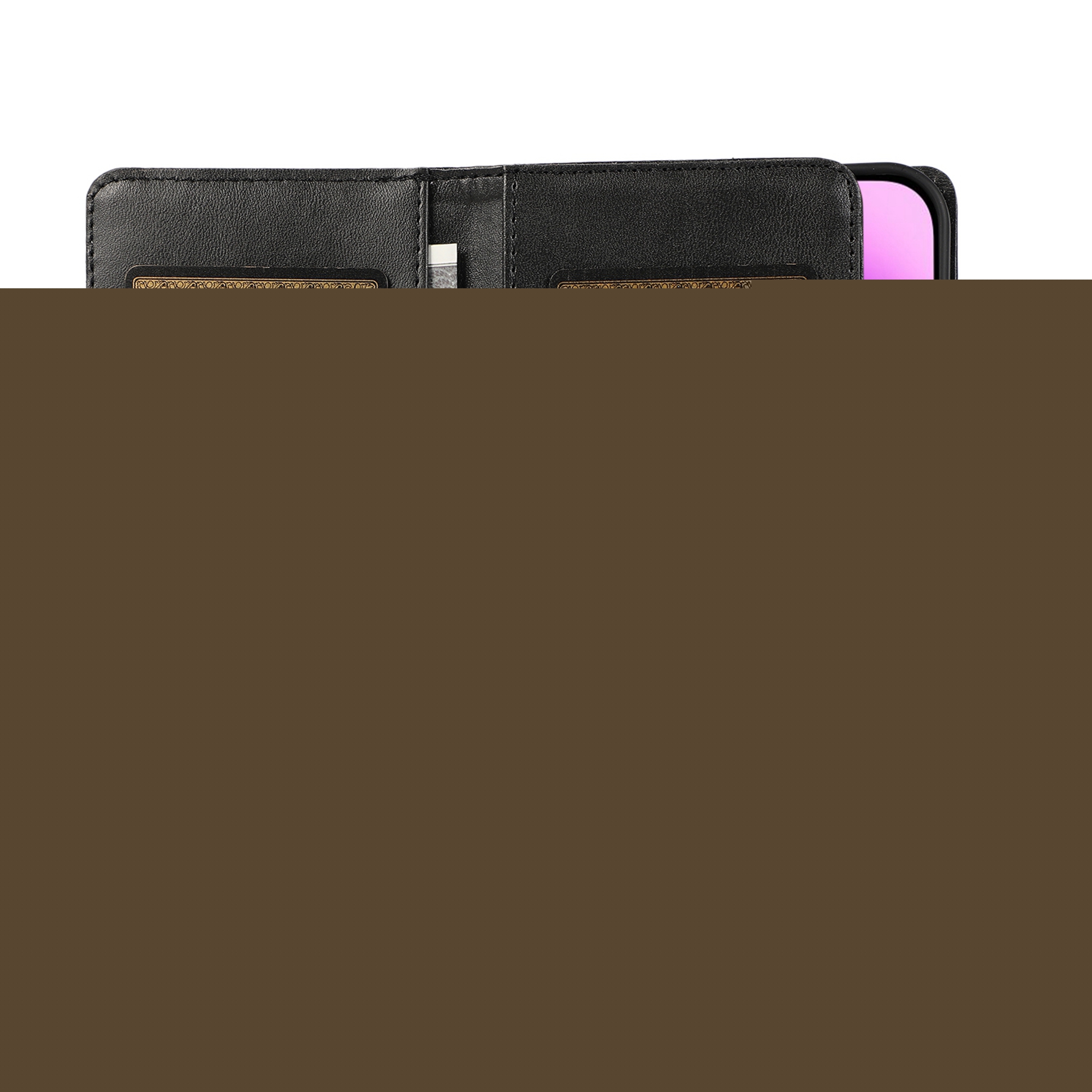 thumbnail image 2 of Wallet Case for iPhone 13 Mini with Wrist Strap [9 Card Slots] PU Leather RFID Blocking ID Credit Holder & Outer Pocket Folio Flip Kickstand Magnetic Clasp Shockproof Phone Cover,Black, 2 of 10