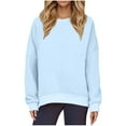 thumbnail image 2 of Xcmzpl Sweatshirts for Women Cute Solid Color Crewneck Sweatshirt Trendy Pullover Tops Cotton Long Sleeve T-shirts Early Fall Fashion, 2 of 7